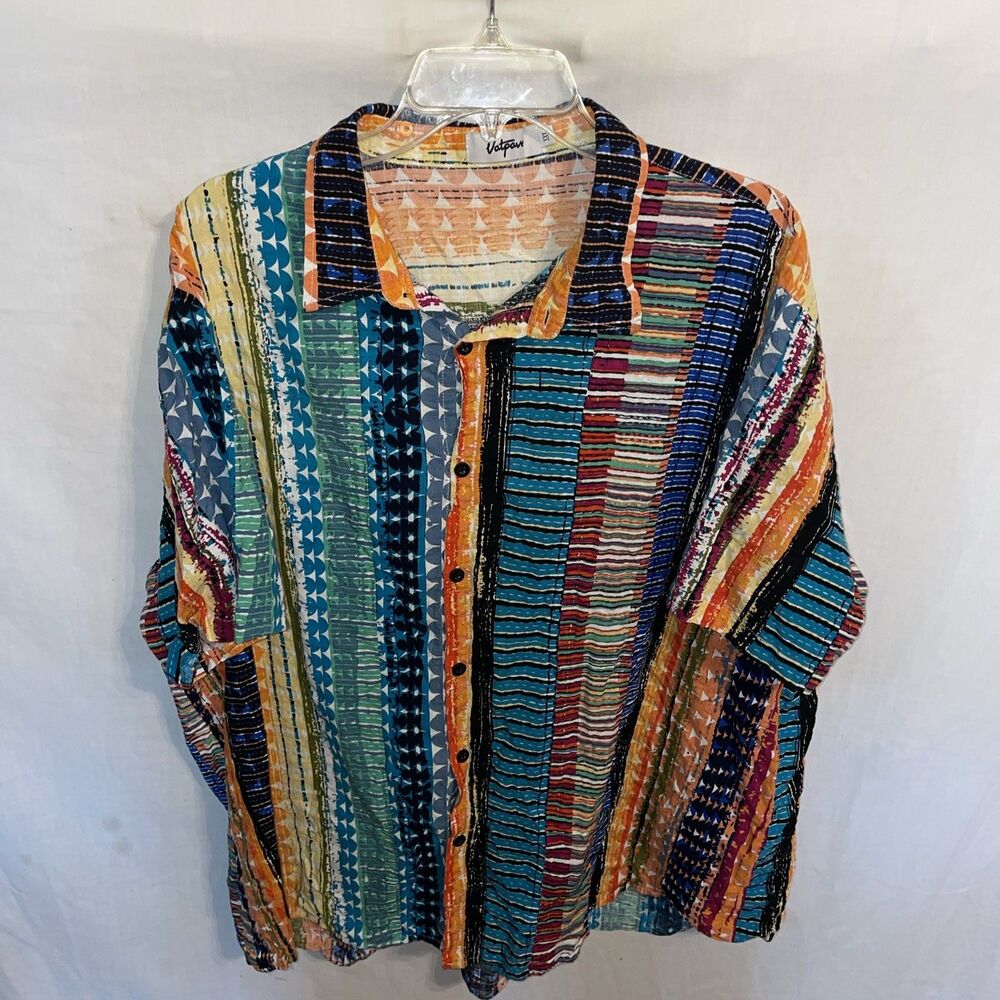 Vatpave Men’s Casual Shirt Size 3XL Multicolor Geometric Going Out Party Beach